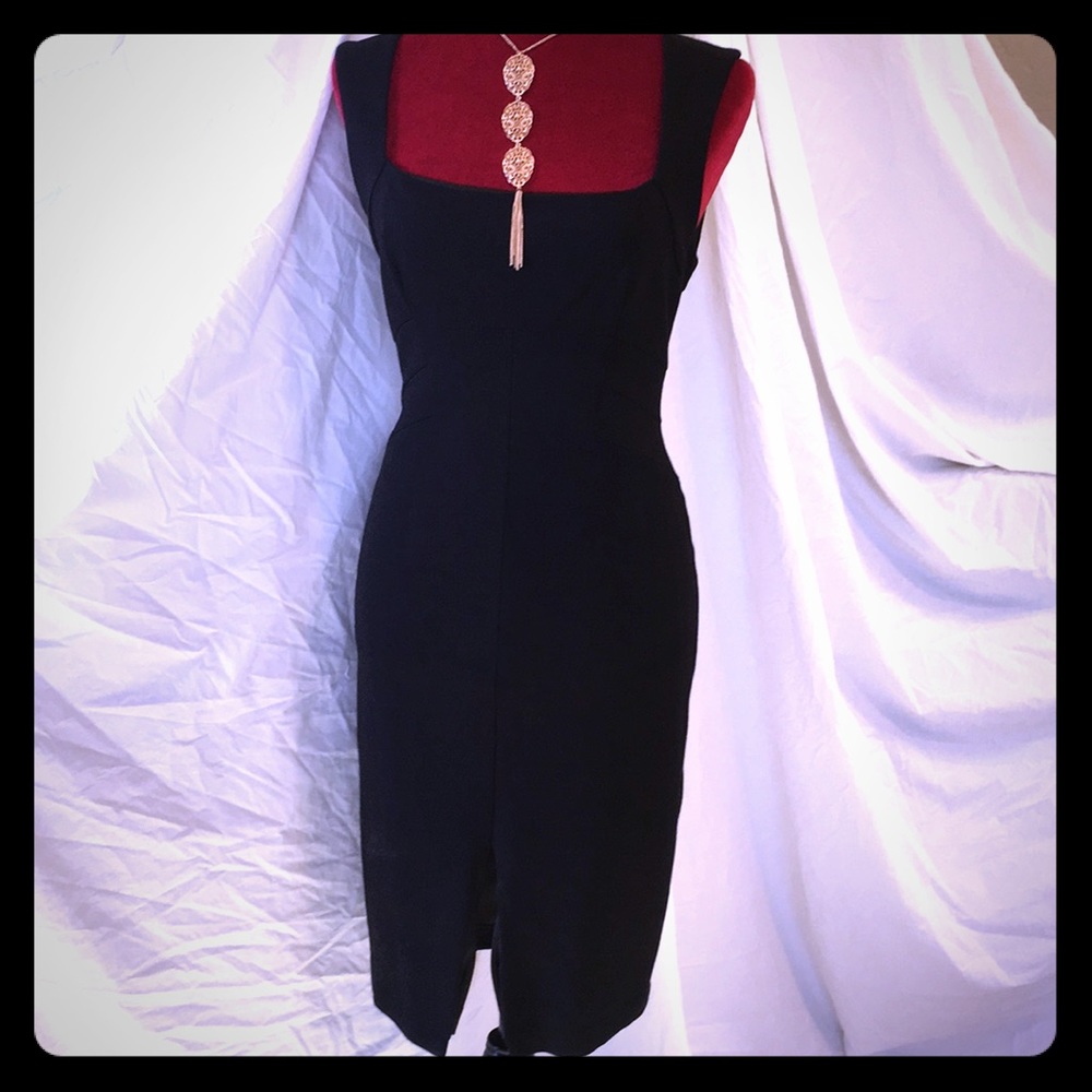 Square to Sweetheart neck cocktail dress